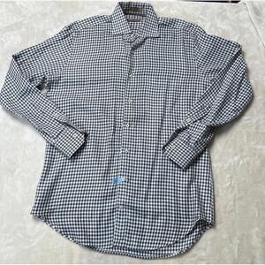 Peter Millar Long Sleeve Button Down Brown Blue Check Wrinkle Resistant‎